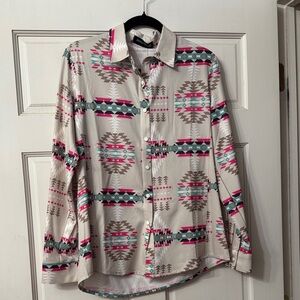 Tribal Print Button Down Shirt